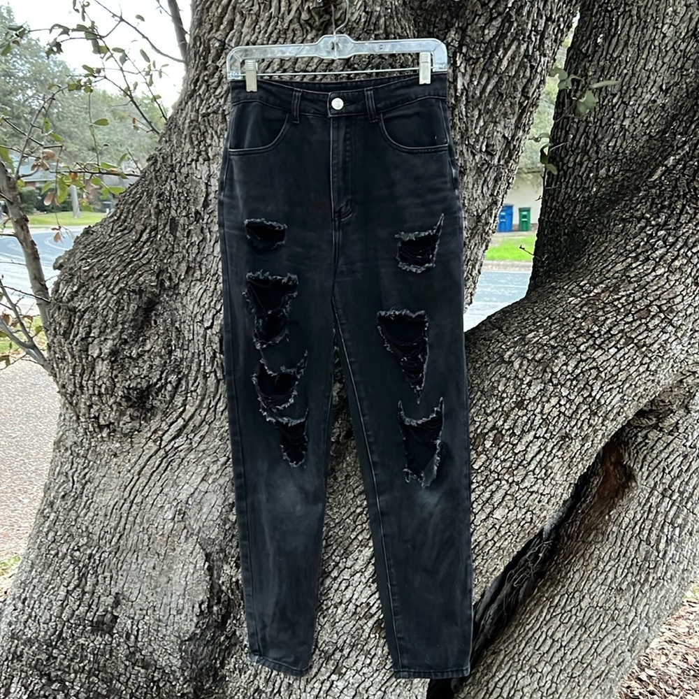 Distressed Black Jeans by Banned Alternative